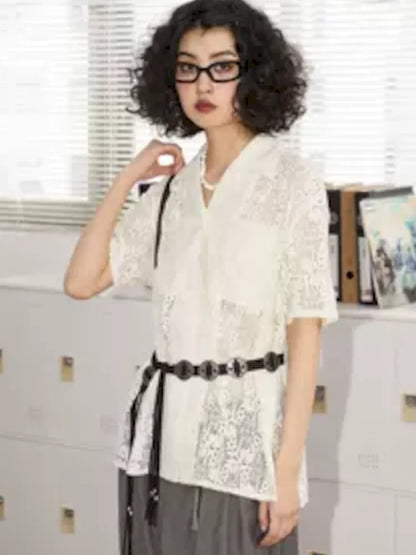 Lace Short Sleeve Blouse