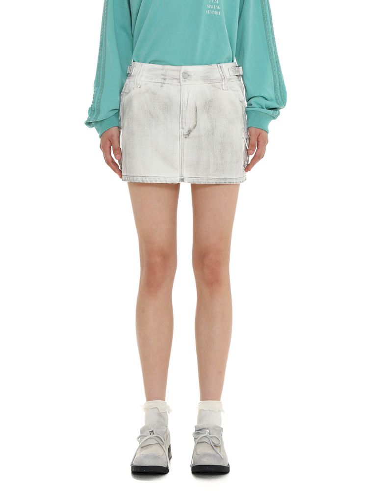 Dirty Hardware Tab Belt Denim Short Skirt