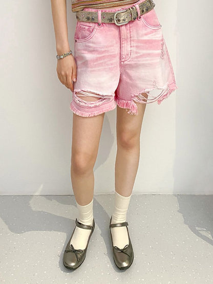 "Shibuya Swing" Denim Ripped Shorts