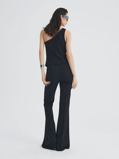 Mid Waist Slim Flared Western Trousers