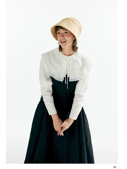 Triple ruffled lace false collar