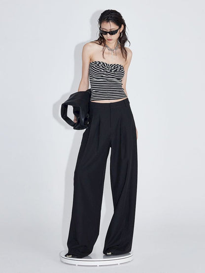 Pinch Pleat Wide Leg Suit