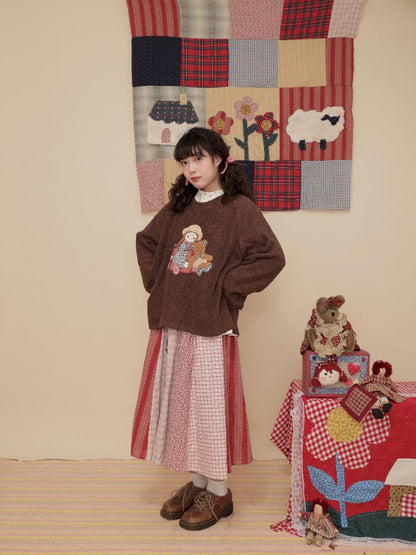 Flower Patchwork Shirt Half Skirt