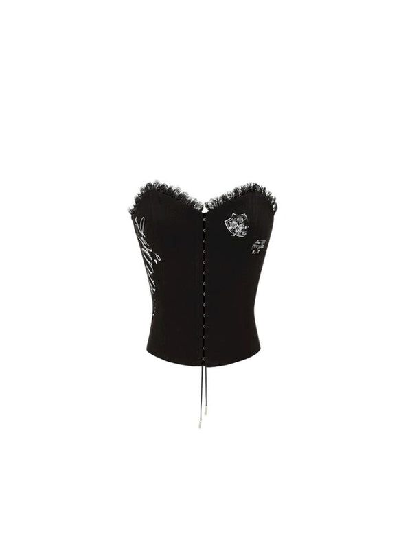 French Lace Fishbone Hook Button Corset