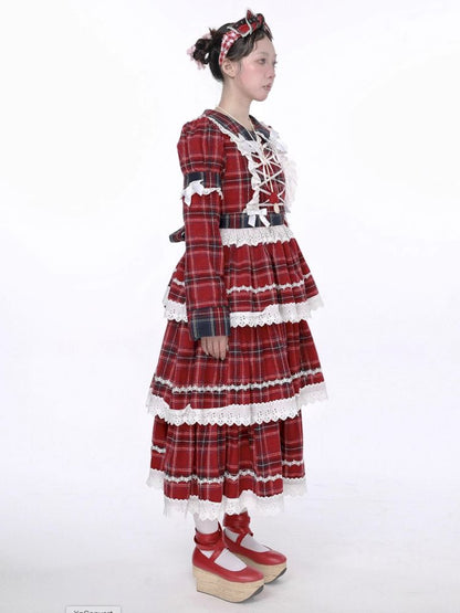 Christmas Red Plaid Cake Dress