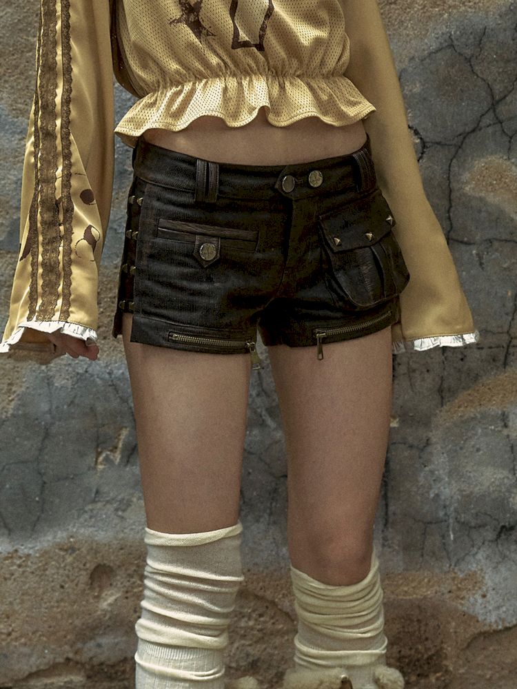 Low Rise Leather Shorts