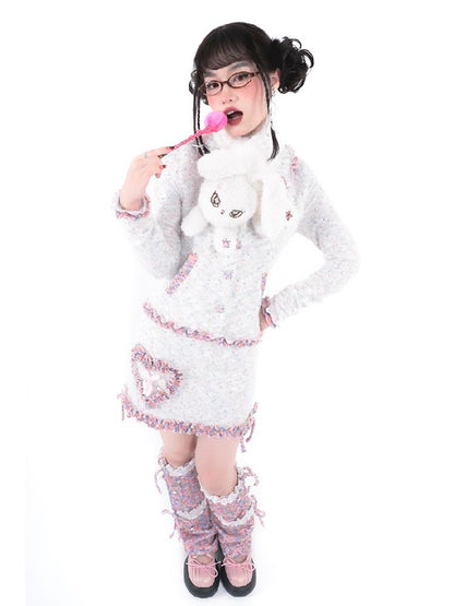 Warm Plush White Rabbit Doll Scarf