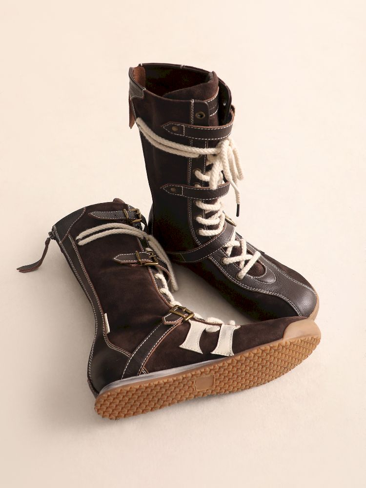 Lace Up Back Zipper Boxing Boots