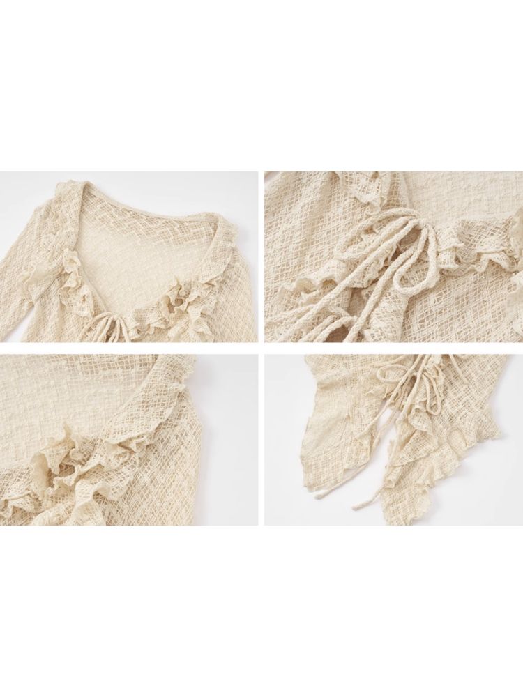 Ruffle Slim Lace Blouse