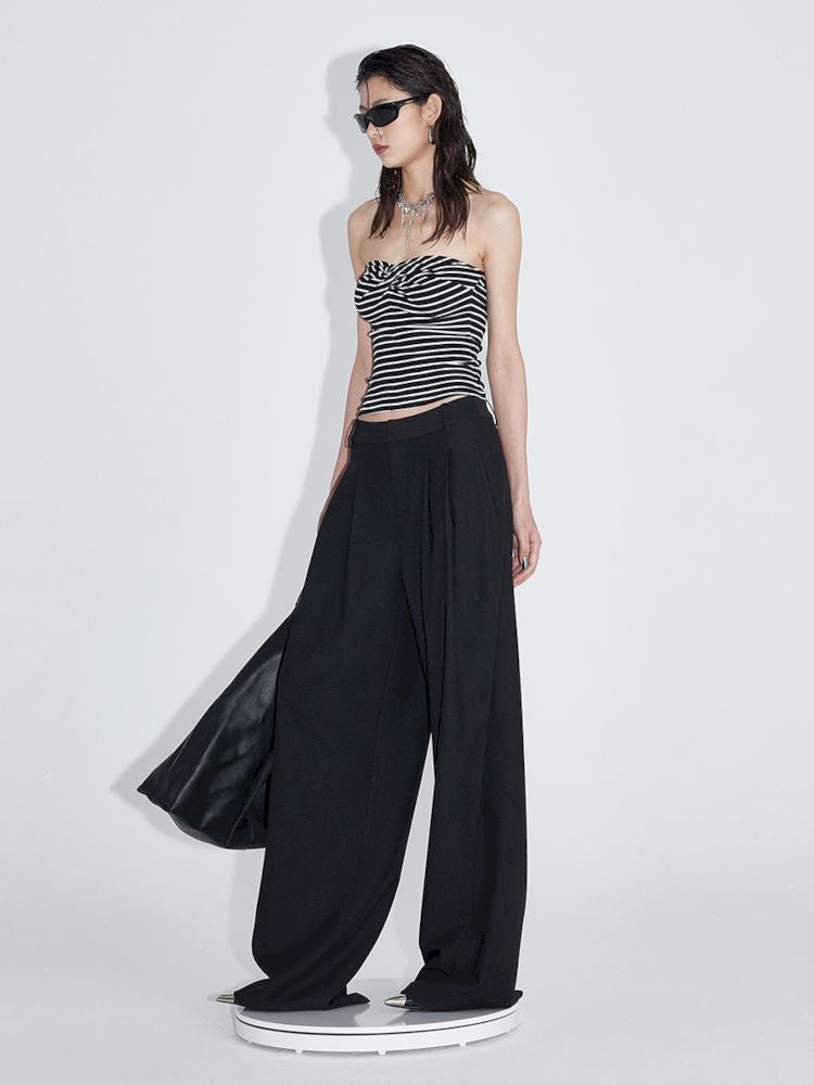 Pinch Pleat Wide Leg Suit