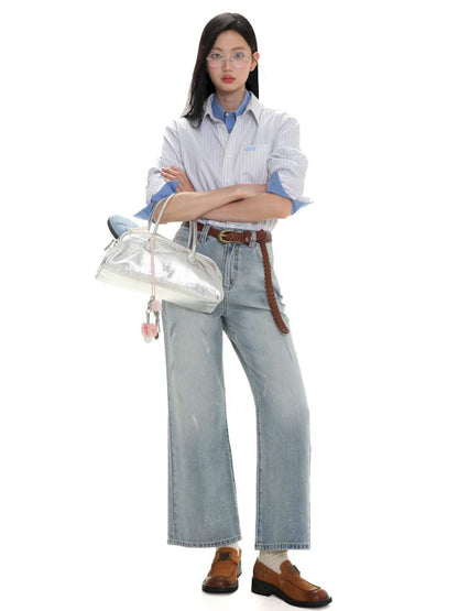 Spray horsebit high waisted nine-minute pants