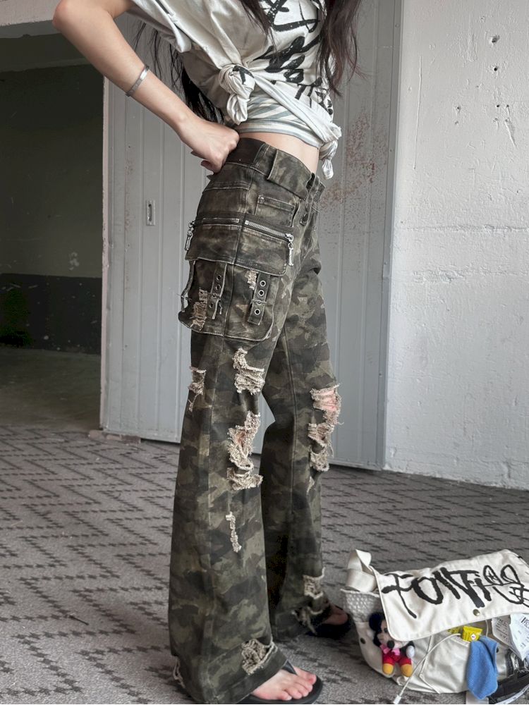 Camouflage Low Waisted Work Pants