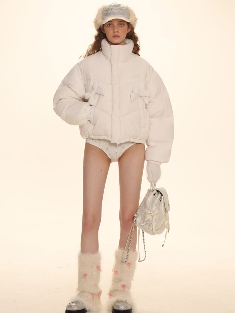 Absorbent bow short down jacket