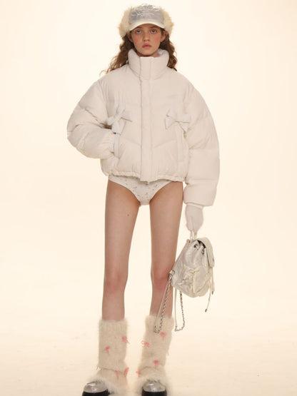 Absorbent bow short down jacket