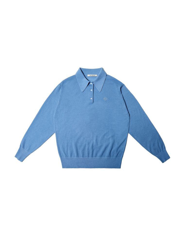 Polo collar long-sleeved jumper