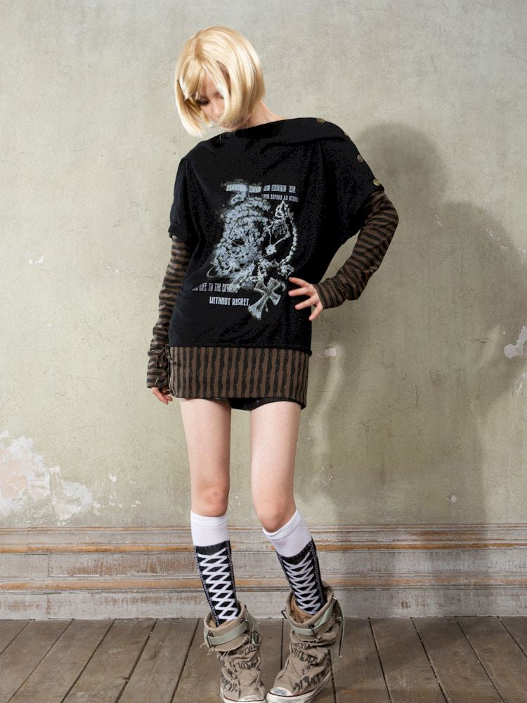 One Shoulder Punk Loose Sweatshirt