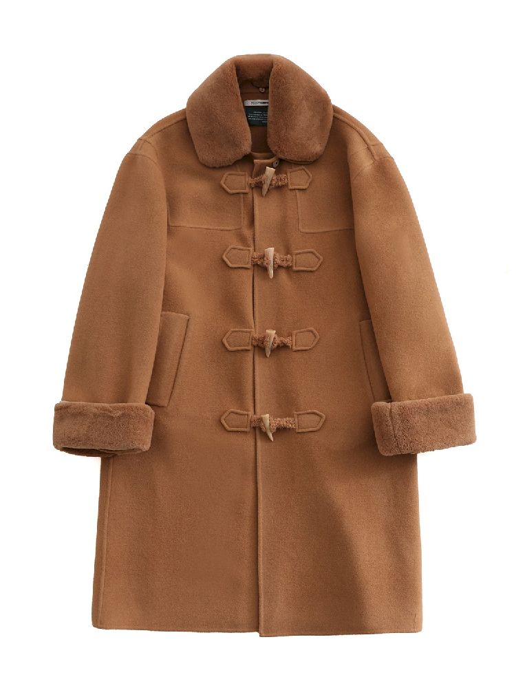 Removable Leader Lapel Wool Cowl Coat