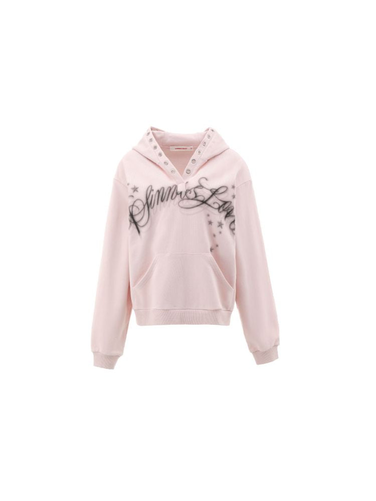 Loose Hooded Air Eye Print Sweatshirt