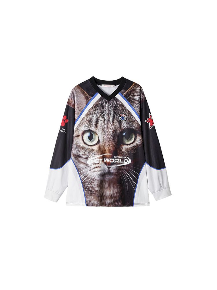 Cat Print Long Sleeve T-Shirt