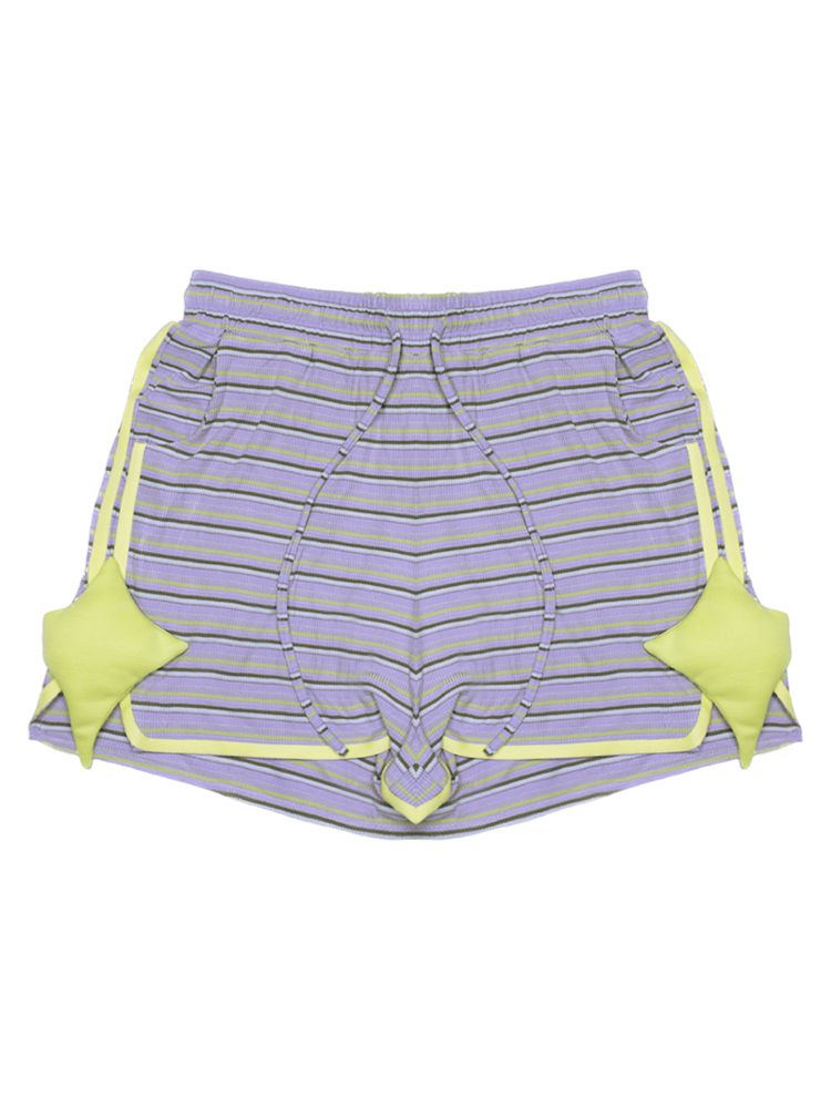 Casual Retro Sporty Purple Striped Star Shorts