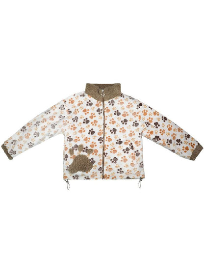 Double Sided Paw Print Plush Jacket