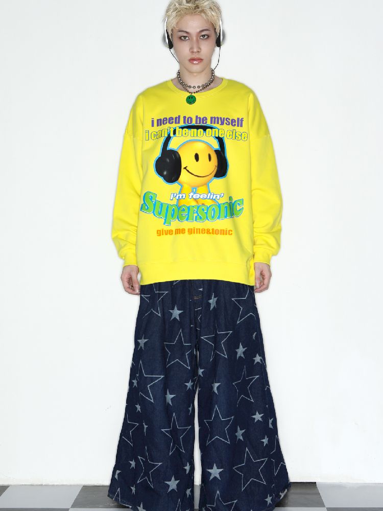 American Casual Street Smiley Loose Pullover