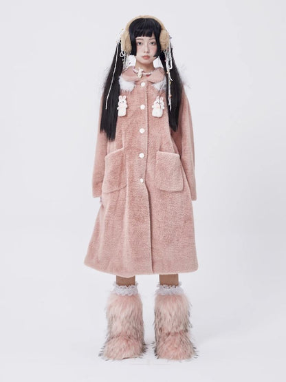 Retro Cute Rabbit Tweed Coat