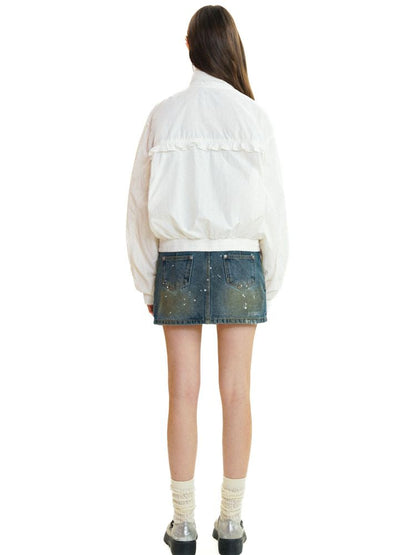 Lace Drawstring Loose Embroidered Jacket