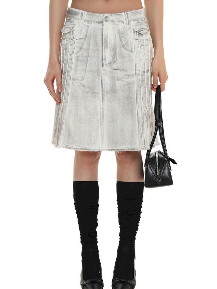 Crafted Pleated Skirt Straight Denim Workwear Pants