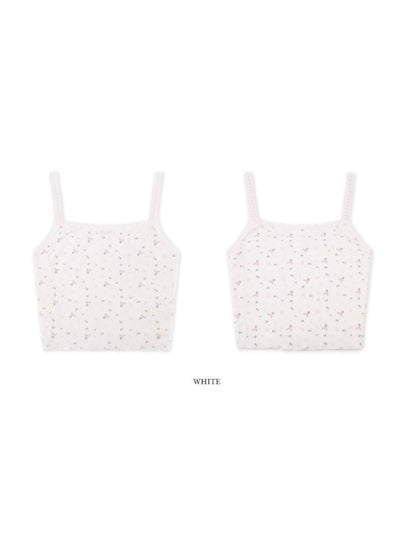 Pearl bow lace floral camisole