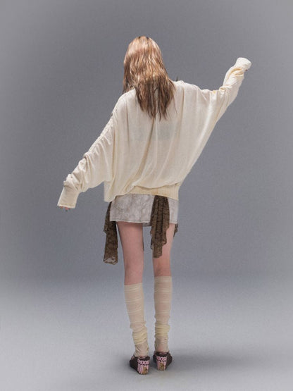 Cross Loose Thin Knit Sunscreen Long Sleeve Jacket