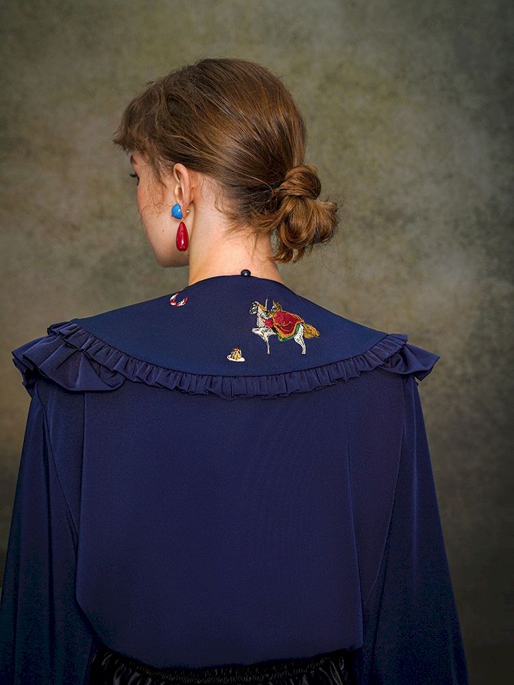 French Vintage Manor Loose Embroidered Shirt