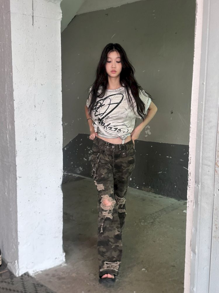 Camouflage Low Waisted Work Pants