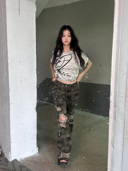 Camouflage Low Waisted Work Pants