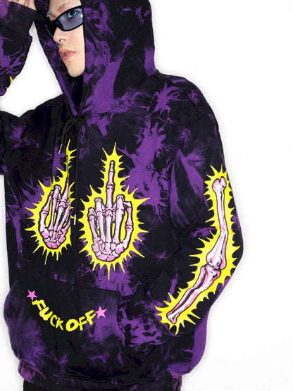 Dark Punk Middle Finger Tie-Dye Hooded Sweatshirt