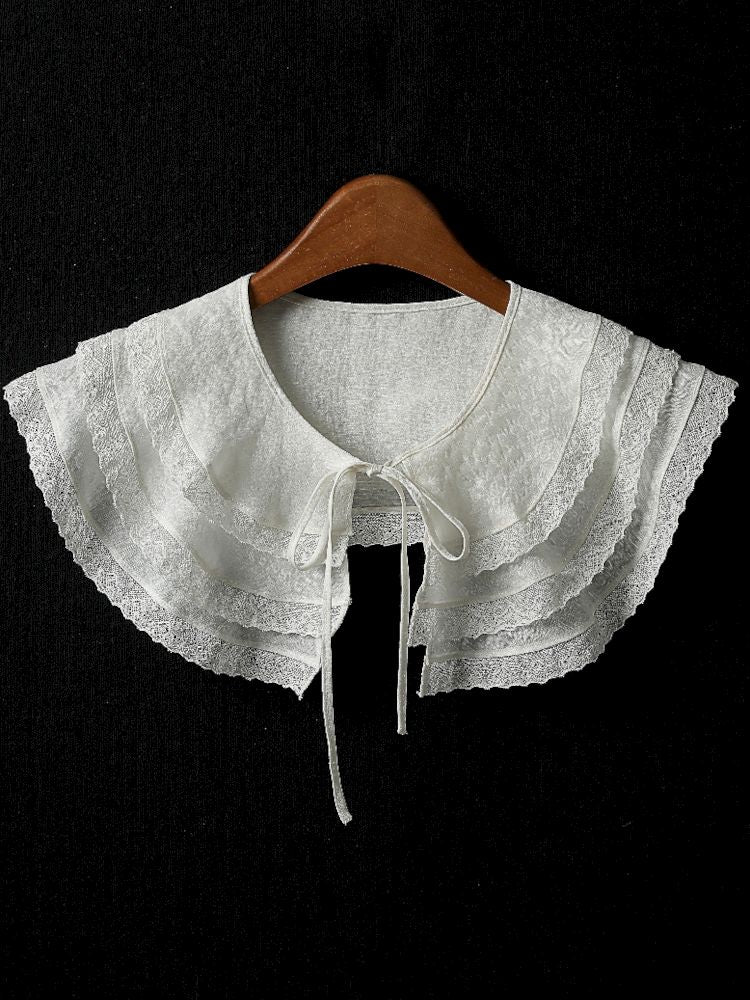 Triple ruffled lace false collar