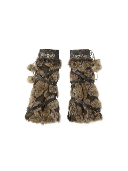 Patchwork fur leggings