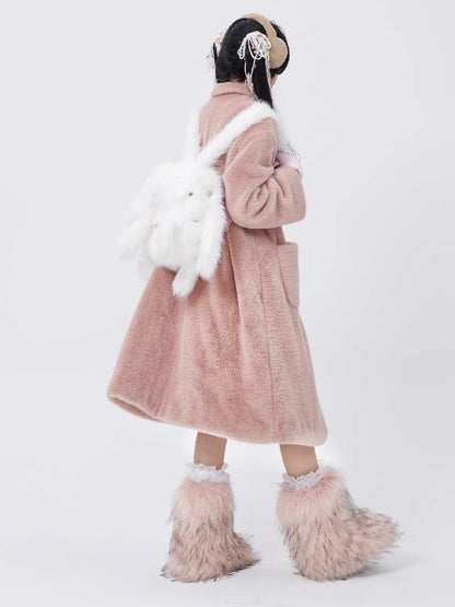 Retro Cute Rabbit Tweed Coat