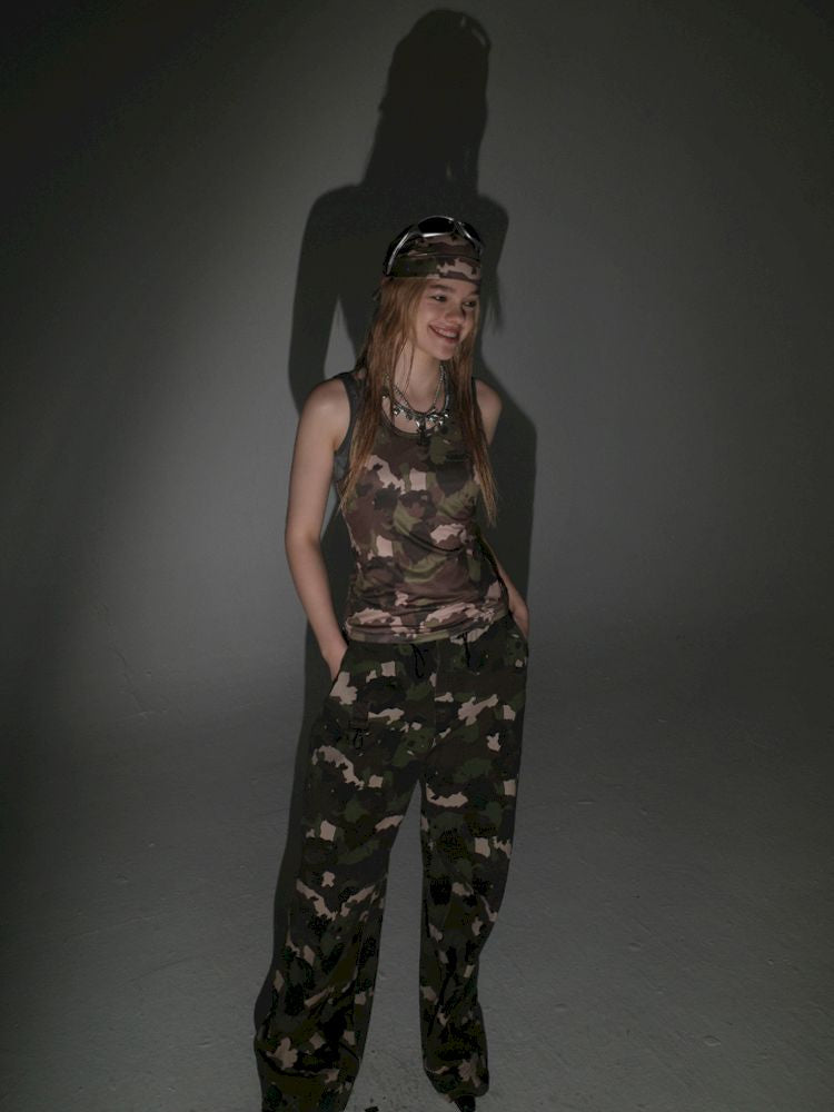 Camouflage I-beam Vest Two Piece Set