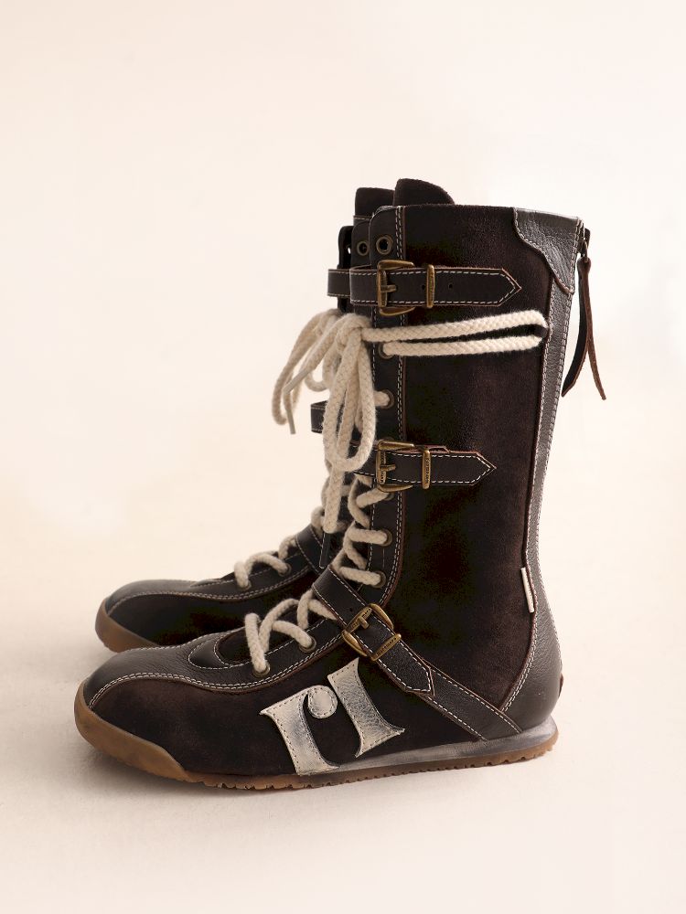 Lace Up Back Zipper Boxing Boots