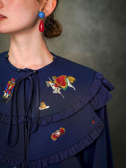 French Vintage Manor Loose Embroidered Shirt