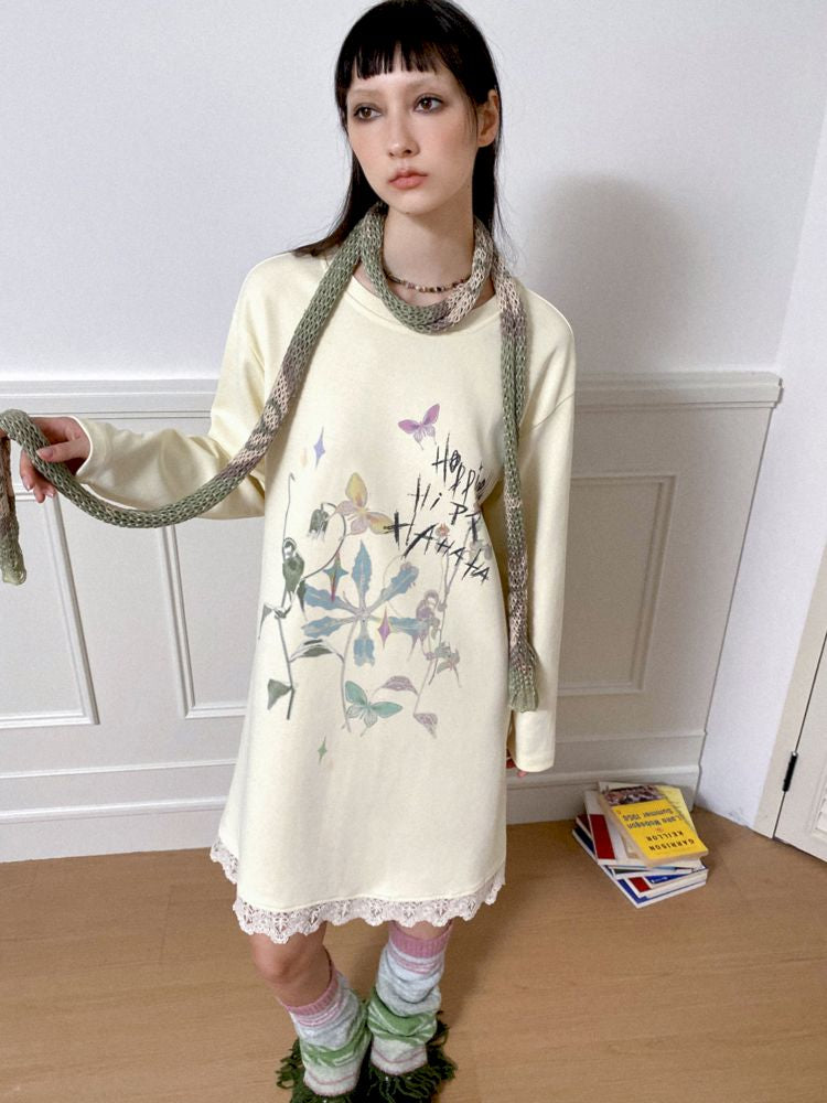 Printed Loose Casual Long Sleeve T-Shirt