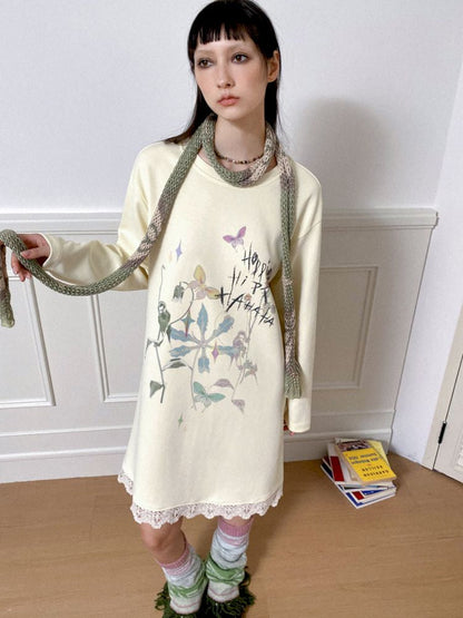 Printed Loose Casual Long Sleeve T-Shirt