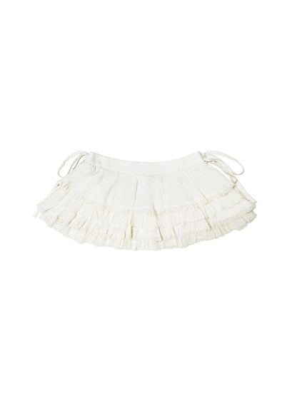 Bow tie Hundred folding white super short skirt