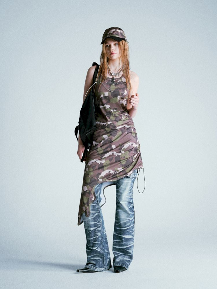 Camouflage Bear Hanging Neck Dress