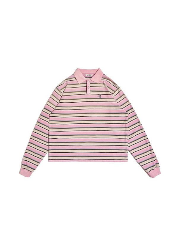 POLO Neck Embroidered Label Long Sleeve T-Shirt