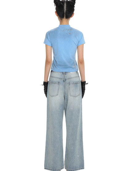 Spray horsebit high waisted nine-minute pants