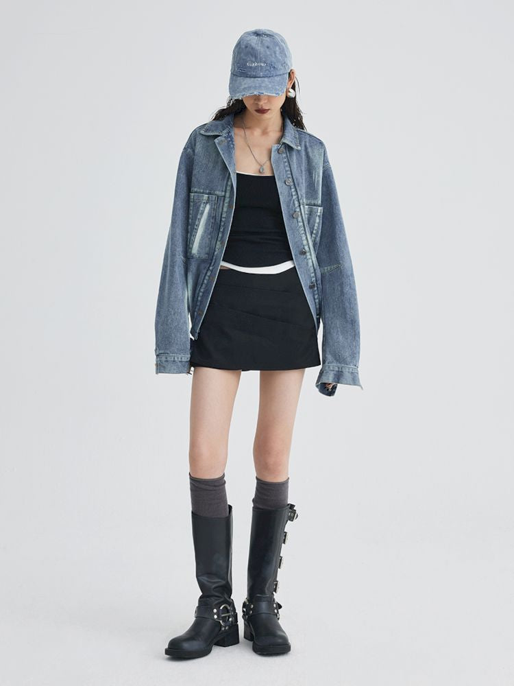 Split Silhouette Denim Jacket