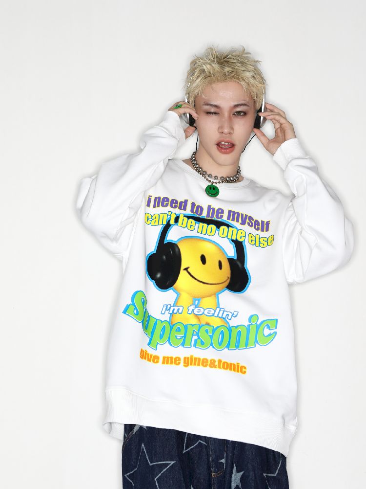 American Casual Street Smiley Loose Pullover