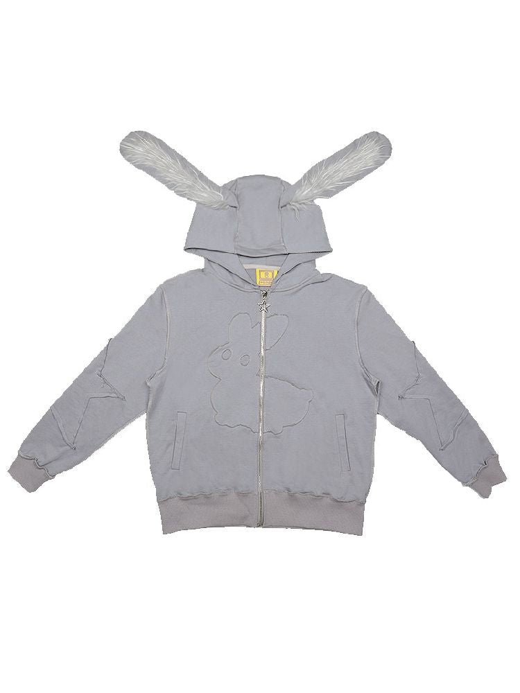 Rabbit Ears Hooded Sweatshirt Cardigan Jacket